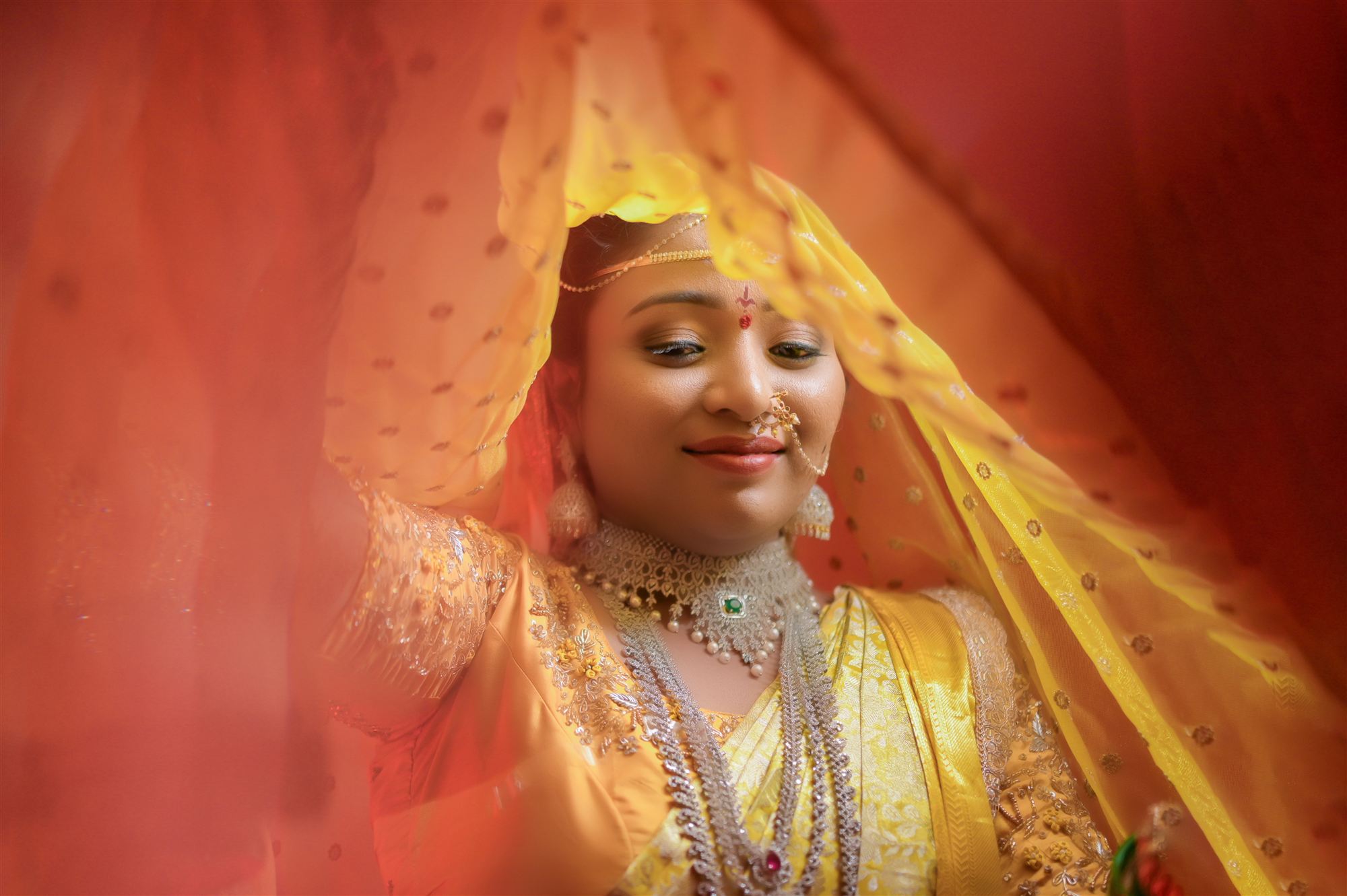 Bride in golden-hour light